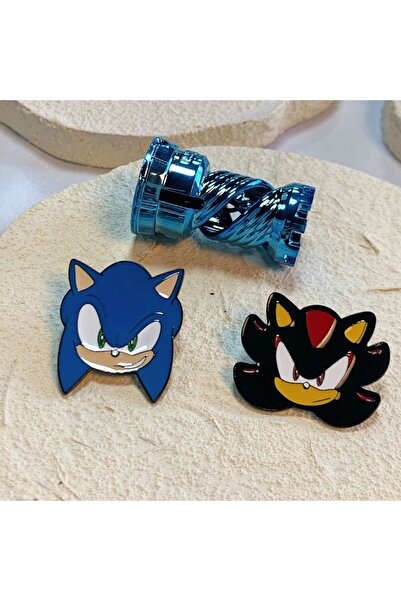 Choice مجموعة من قطعتين من دبابيس المينا على شكل قنفذ، شارات قابلة للجمع تضم سونيك وشادو، مثالية للمعجبين، جودة عالية