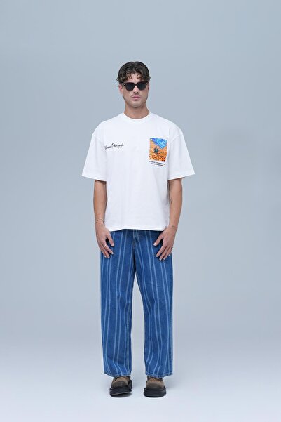 SAW Urbanity Starry Flow Oversize Tişört Erkek Ekru