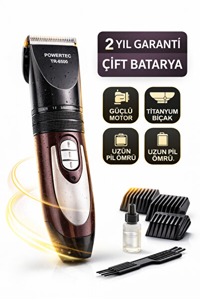 POWERTEC Tr-6500 Profesyonel Yedek Bataryalı Şarjlı Saç Sakal Makinesi