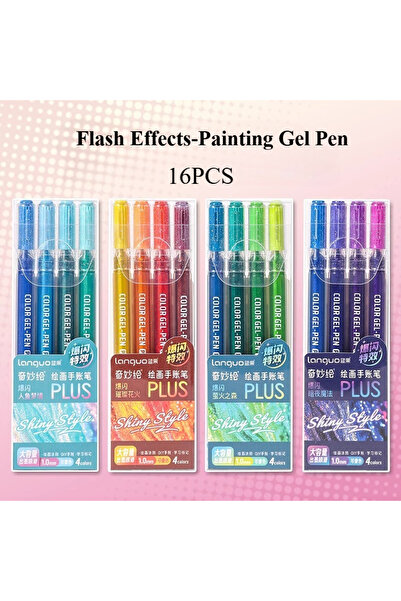 Choice مجموعة أقلام جل ملونة لامعة من لانغو، 16 لونًا، 1.0 مم، مناسبة للكتابة...