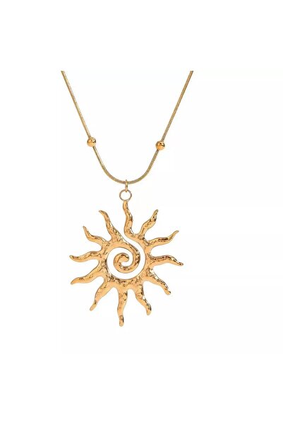 Choice 45cm 01 Minimalist 18K Gold Plated Necklace Sun Necklace Stainless Steel Pendant Necklace for Women