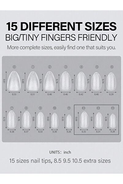 Choice Short almond HOTWAY 300pcs almond shaped/oval shaped/acrylic nail tips, 15 sizes, complete set of fa