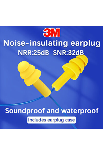 3M 10 أزواج من سدادات الأذن العازلة للصوت 340-4004 سيليكون مع سلك لتقليل الضوضاء، مقاومة للماء، مناسبة للسباحة والأنشطة الصناعية