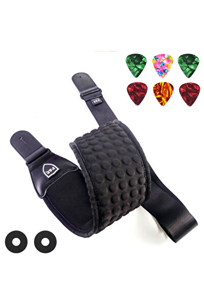 Choice حزام جيتار أسود قابل للتعديل من P&P مقاس 4 بوصات - حزام مبطن عريض للغا...