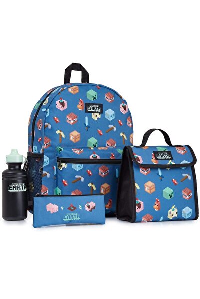 MINECRAFT Lisanslı 4 Parça Okul Çanta Seti – Sırt Çantası, Beslenme Çantası, ...