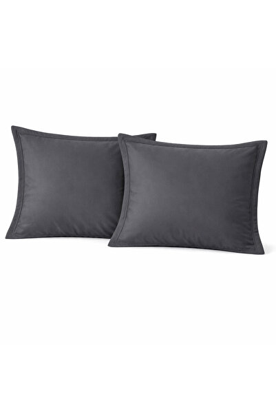 NazeninHome Satin 100% Cotton Oxford Pillowcase 2 Pack Anthracite