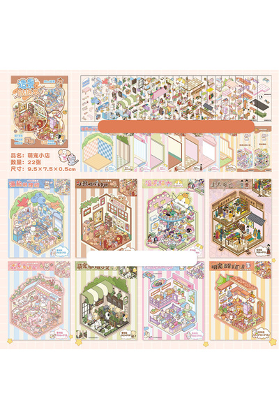 Choice مجموعة ملصقات مناظر طبيعية مصغرة، ملصقات مشاهد كرتونية مصنوعة يدويًا، ...