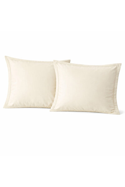NazeninHome Satin 100% Cotton Oxford Pillowcase 2 Pack Cream