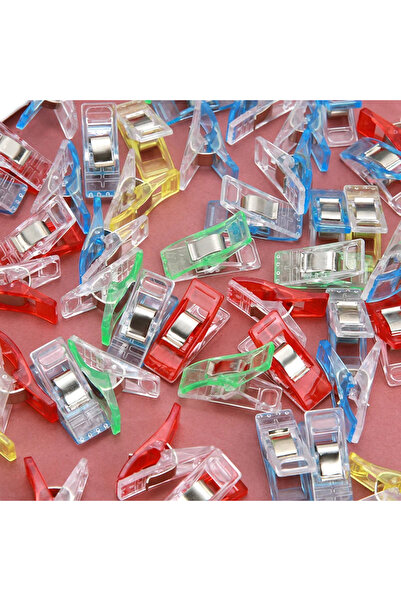 Choice1 50 قطعة من مشابك الخياطة الملونة بألوان عشوائية، مشابك بلاستيكية متعد...