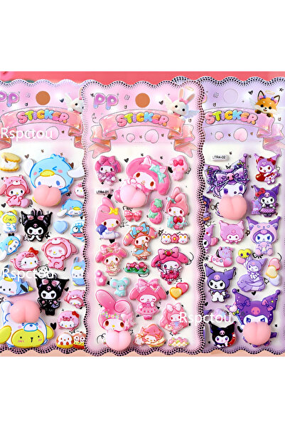 Choice 3 قطع من ملصقات شخصيات أنمي سانريو الناعمة، ميلودي اللطيفة، كورومي، سينامورول، لتخفيف التوتر