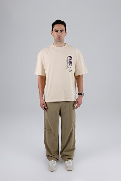 SAW Urbanity Mona Lisa Shooting Oversize Sweatshirt Erkek Stone