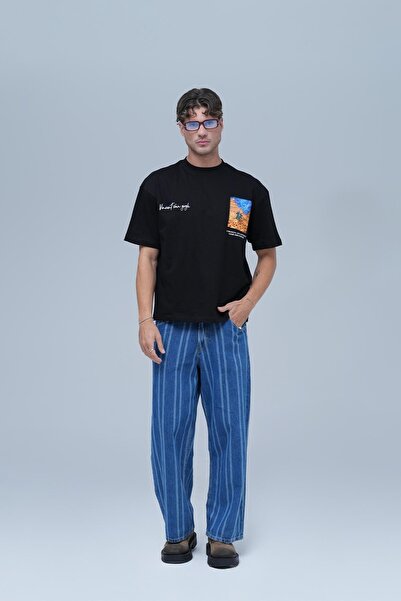 SAW Urbanity Starry Flow Oversize Tişört Erkek Siyah