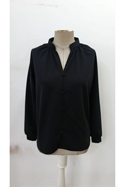 JANES Γυναικεία μακρυμάνικη μπλούζα με κουμπιά μπροστά, γιακάς δικαστή, εισαγ...