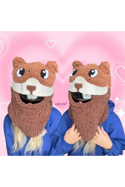 Linka Knit Su Samuru Snowboard Kask Kılıfı, Soğuktan Koruyan Eğlenceli Tasarı...