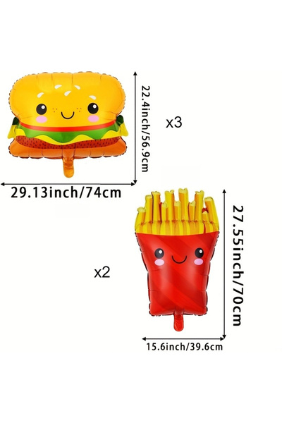 Choice other Gold 5pcs Fast Food Theme Party Balloon Set Hamburger Fries Shaped Balloon Birthday Party Deco