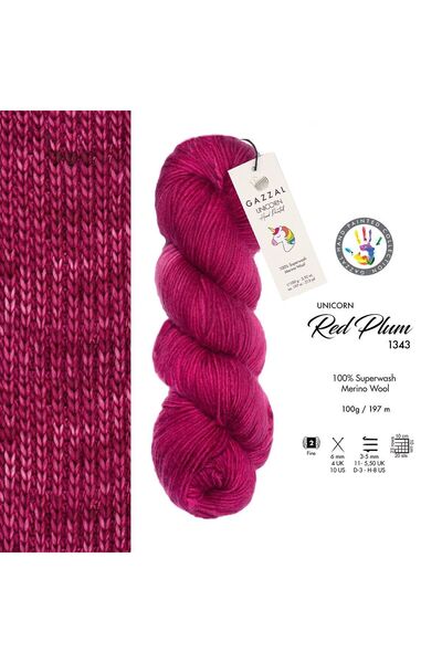 Gazzal Unicorn 3-Pack Advantageous Package 100% Superwash Merino Wool – 100 g 197 m Hand Dyed Knitting Yarn-1343