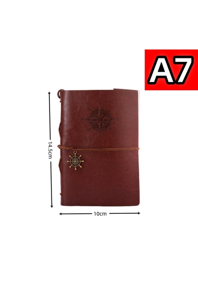 Choice A7 Brown Retro Notebook for Kids Adult Traveler Diary PU Leather Soft Cover Replaceable Kraft Paper