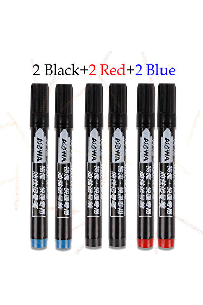 Choice 2 أسود و2 أحمر و2 أزرق 6 قطع من أقلام التحديد الدائمة لرسم المانجا بال...