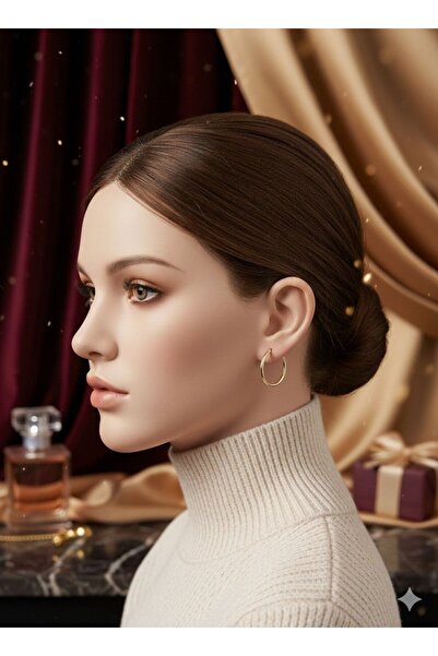 Shiklik أقراط نسائية موديل دائرية ذهبية اللون