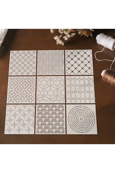 Choice 9 قطع من قوالب تطريز ساشيكو، قابلة لإعادة الاستخدام، استنسلات خياطة لل...