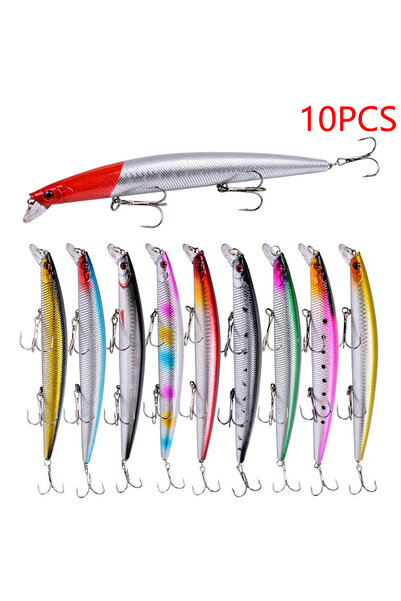 Choice 10pcs Mix Colour 10pcs Fake Bait Hard Minnow Crankbait Fishing Lures Set Of Wobbler For Pike Trollin