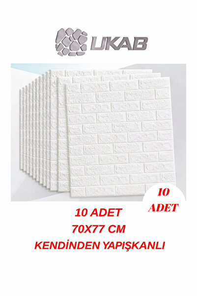 UKAB DEKOR 70X77 Cm Kendinden Yapışkanlı Dekoratif Doğal Beyaz Tuğla Görünüm ...
