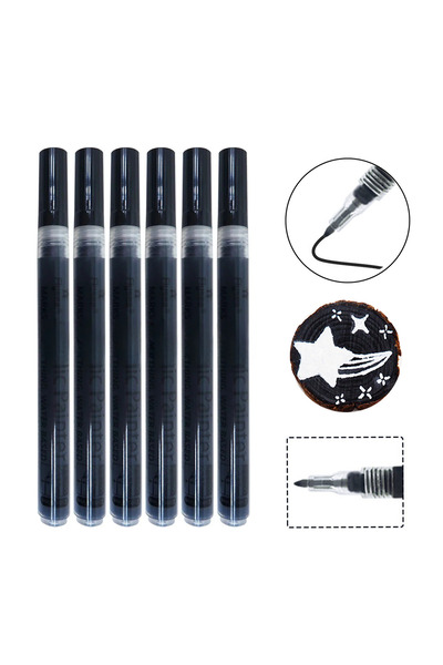 Choice 6 Black 6Pcs/set Black/White Acrylic Paint Pen for Rock Painting, Ston...