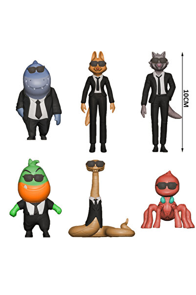 BANDAI مجموعة من 6 قطع من مجسمات شخصيات فيلم الأشرار، ألعاب كاواي، ذئب، سمكة البيرانا، ثعبان، قرش، عنكبوت الرتيلاء، أنمي