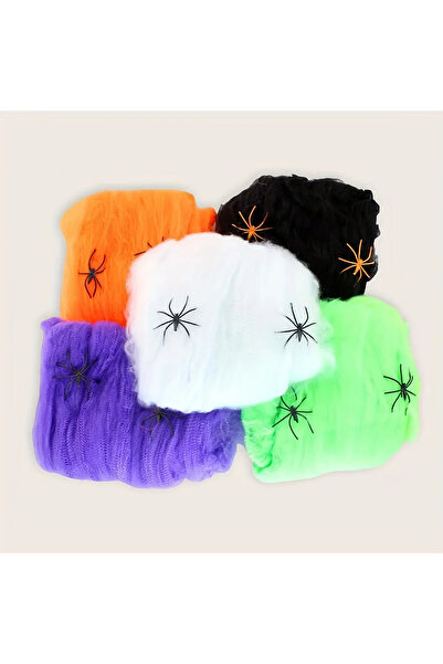 Choice ديكور شبكة عنكبوت ملونة عشوائية للهالوين، مصنوعة من القطن، تحاكي شبكة ...