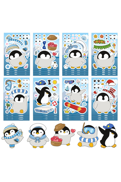 Choice 16 قطعة (8/16/24 قطعة) ملصقات أحجية على شكل بطريق، اصنع وجهًا بنفسك، أ...