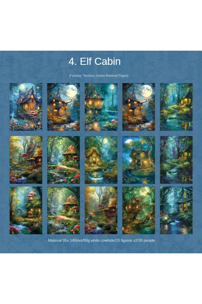 Choice D Elf House 30Pcs fantasy territory decorative collage bottoming notepad message package handbook Sc