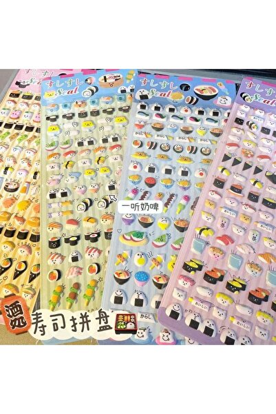 Choice 4 صور، 4 قطع، ملصقات ثلاثية الأبعاد لأطعمة كورية ويابانية ورسوم متحركة، وسوشي، وحسابات يدوية، ديكورا