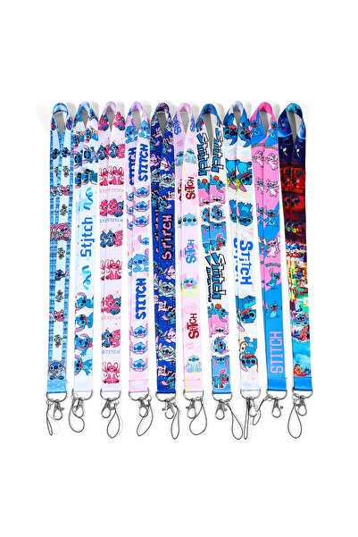 Choice 17.7in KC5730 10pcs Disney Stitch Lanyard Neck Strap Cartoon Keychain Wholesale for ID Badge Holder