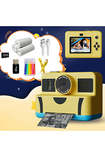 Choice كاميرا طباعة فورية صفراء من نوع p7 للأطفال، مناسبة للبنات والأولاد من ...