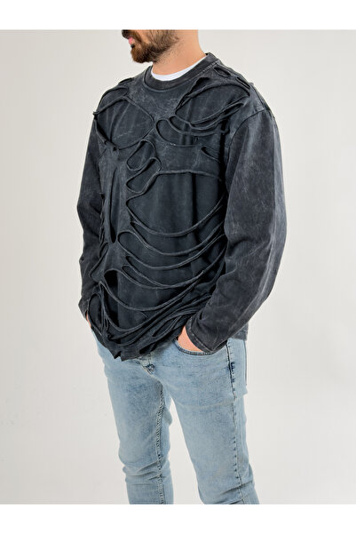 COCOPELLI Swea pentru bărbați cu design antracit lavat la stradă tricou COC2719