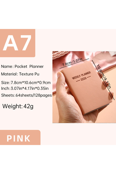 Choice A7 Pink 1pc A7 specification 2026 daily plan book, Morandi color PU co...