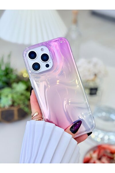 Go Aksesuar iPhone 14 Promax Compatible Shine Satin Color Gradient Design Sil...