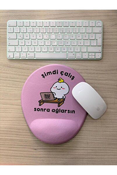 rakkun shop الآن اعمل ثم تبكي مطبوع لوحة ماوس بيضاوية الشكل مع دعم للرسغ