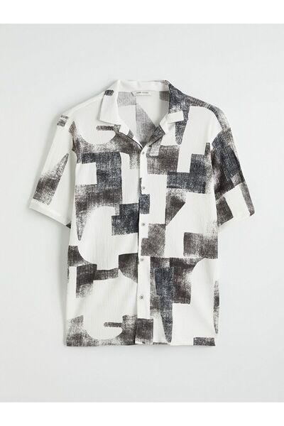 LC Waikiki Cămașă pentru bărbați cu model cu guler resort, cu potrivire normală