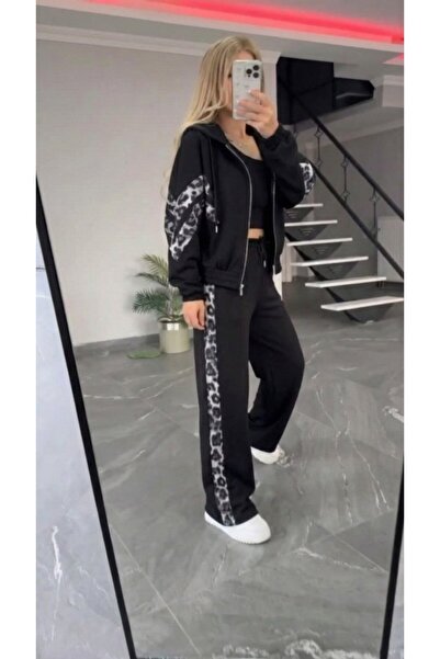 JANES Γυναικείο μακρυμάνικο μπλουζάκι με κουκούλα με φερμουάρ μπροστά με λεοπ...