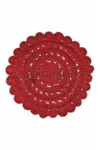 Eko Halı Flatweave Ca-105 Red 120x120 1,44 M2 Daire Dekoratif Jüt Kilim