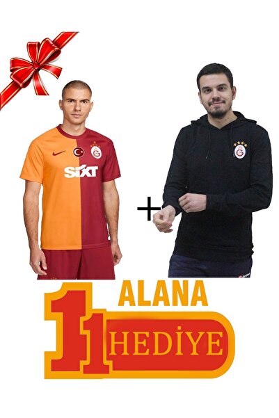 Galatasaray Orijinal 5 Yıldız Forma Siyah Sweatshirt Hediyeli