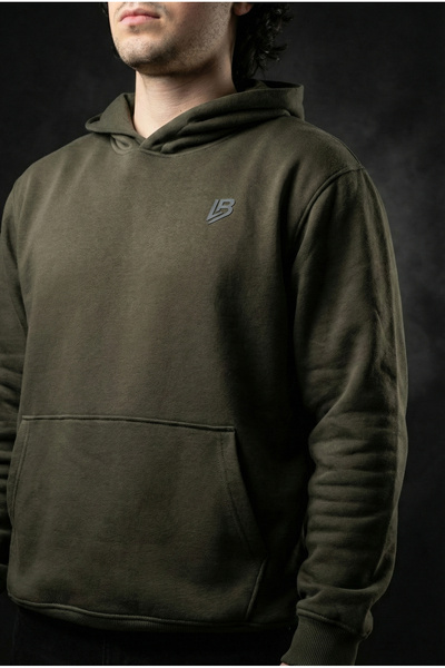 Liber Premium Khaki Oversize Hoodie 3 Thread Ruched Sweatshirt