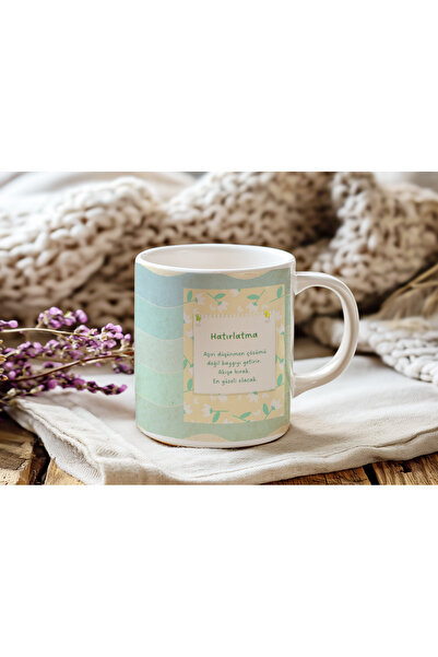 Beramussa Mug with Reminder Message – Don'T Overthink, Just Go with the Flow, Motivational Cup with Pastel Flowers