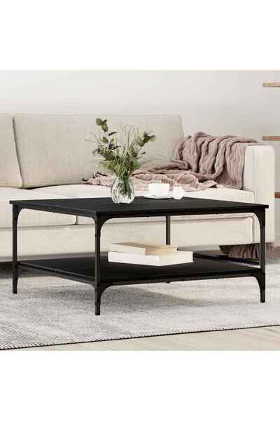 vidaxl طاولة قهوة من خشب البلوط الأسود، 80 × 80 × 40 سم، مصنوعة من الخشب المصنّع