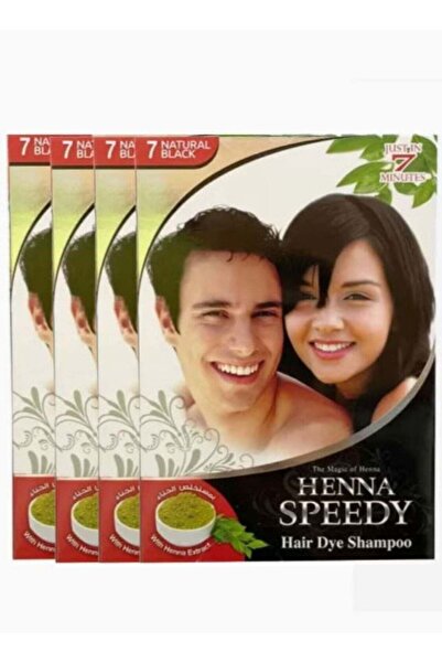 Henna عبوة سبيدي من 4 عبوات من شامبو صبغة الشعر باللون الأسود الطبيعي، 4 × 30 مل