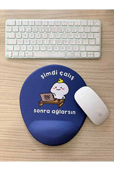 rakkun shop الآن اعمل ثم تبكي مطبوع لوحة ماوس بيضاوية الشكل مع دعم للرسغ