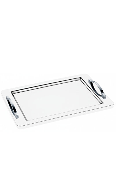 Arsel Nergis 430 Kalite Paslanmaz Çelik Çay Tepsisi 29x45 cm – 0.80 mm Kulplu Şık Sade Sunum