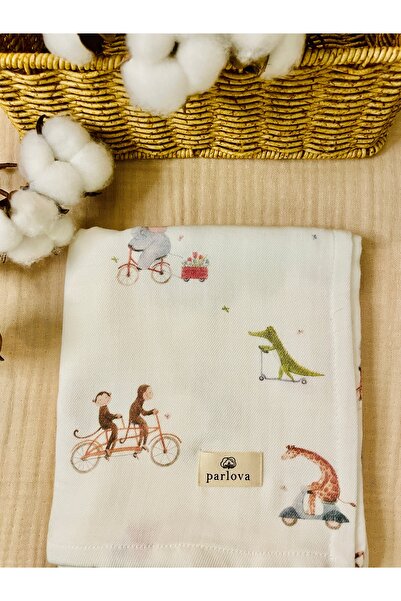 Parlova Bike Çok amaçlı müslin örtü, %100 pamuk, baskılı, 75x85 cm