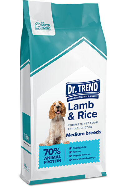 Dr.Trend Hrana uscata completa pentru caini de talie medie - Miel si orez, 15kg